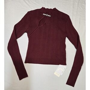 Commense NWT Womens Medium Red Sweater Knit Magentic Closure Neck